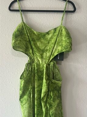 PrettyLittleThing Neon Green Marble Cutout Dress